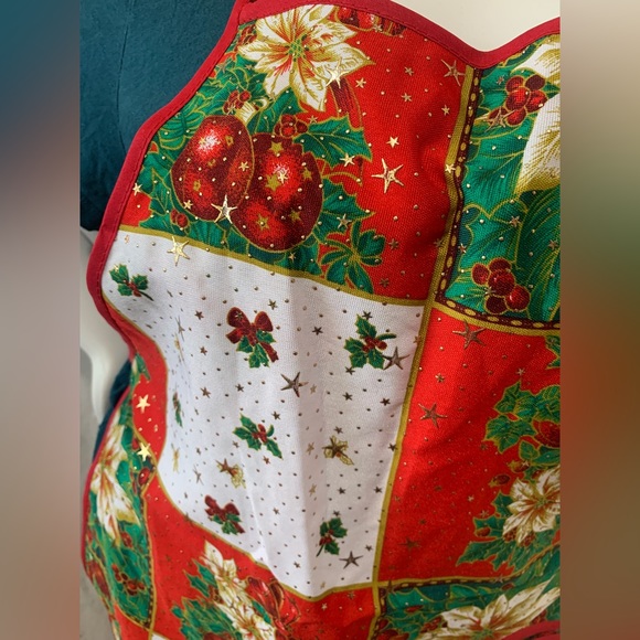 Christmas apron poinsettias holy and berries holiday apron Mandil de navidad - Picture 4 of 9